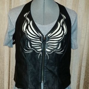 Harley Davidson Black Leather Halter Top